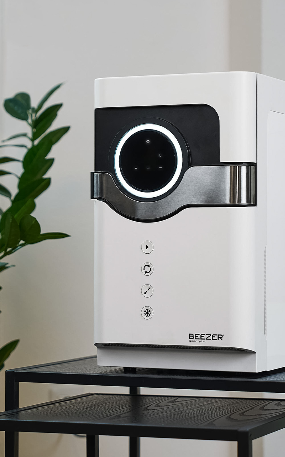 White BEEZER Bottle Cooler chilling a bottle at home